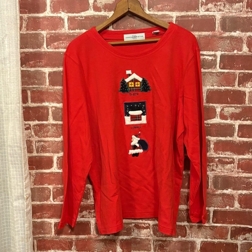Marisa Christina Red Long Sleeve Holiday shirt